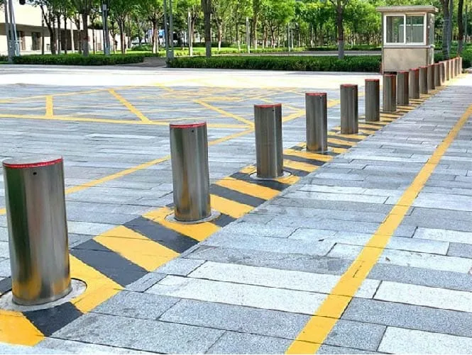 bollards in the parking lot